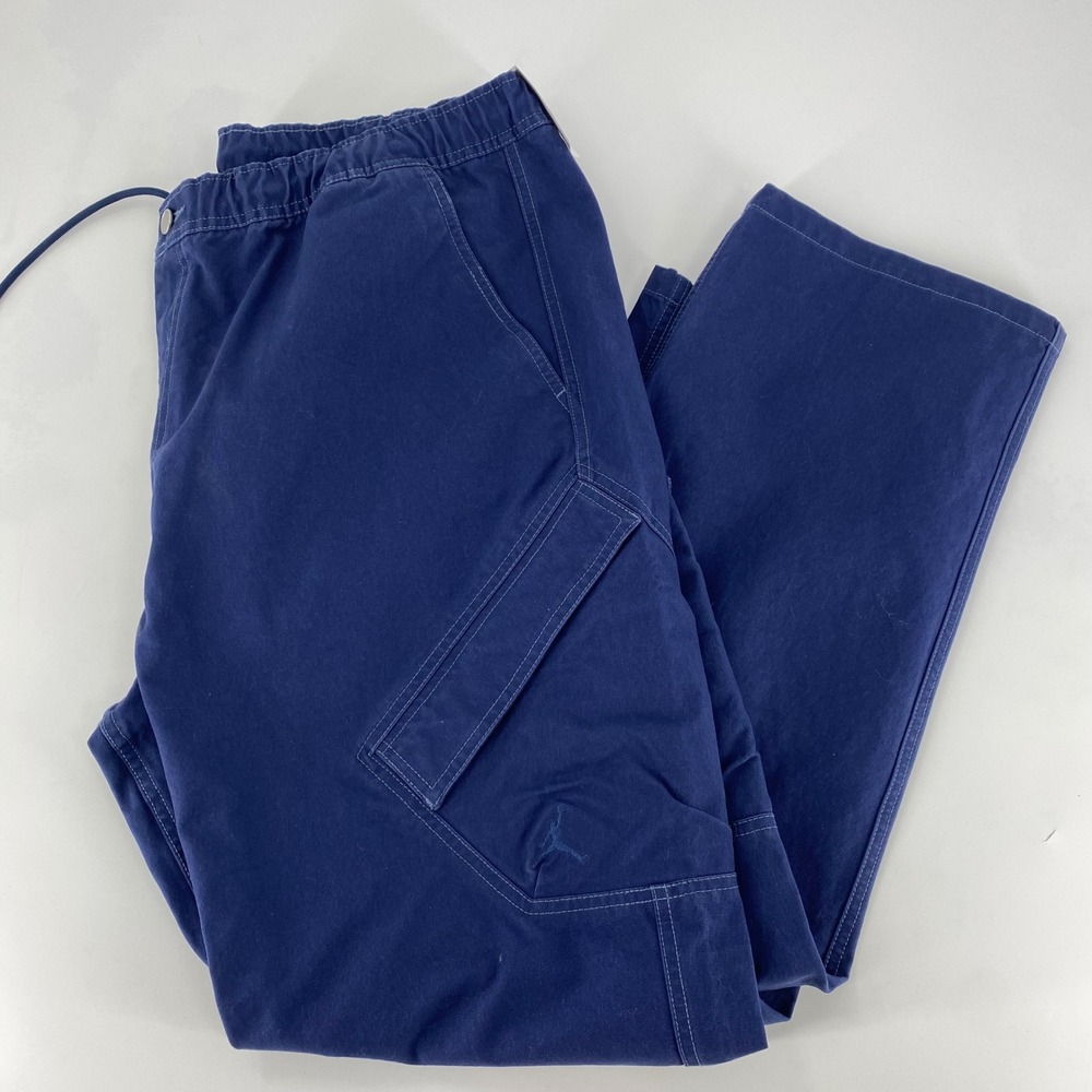 Jordan Brand Mens Navy Blue Canvas Cargo Pants XXL Elastic Waist Jumpman Logo